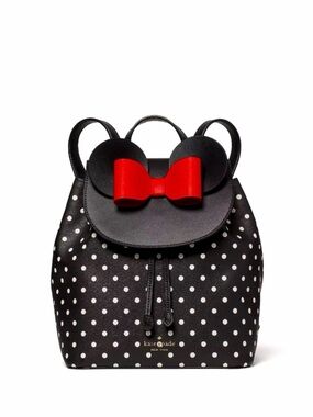 kate spade Kids Black & White Polka Dot Backpack with Red Bow